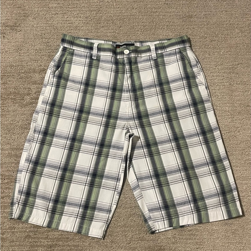 Men’s White Plaid Shorts